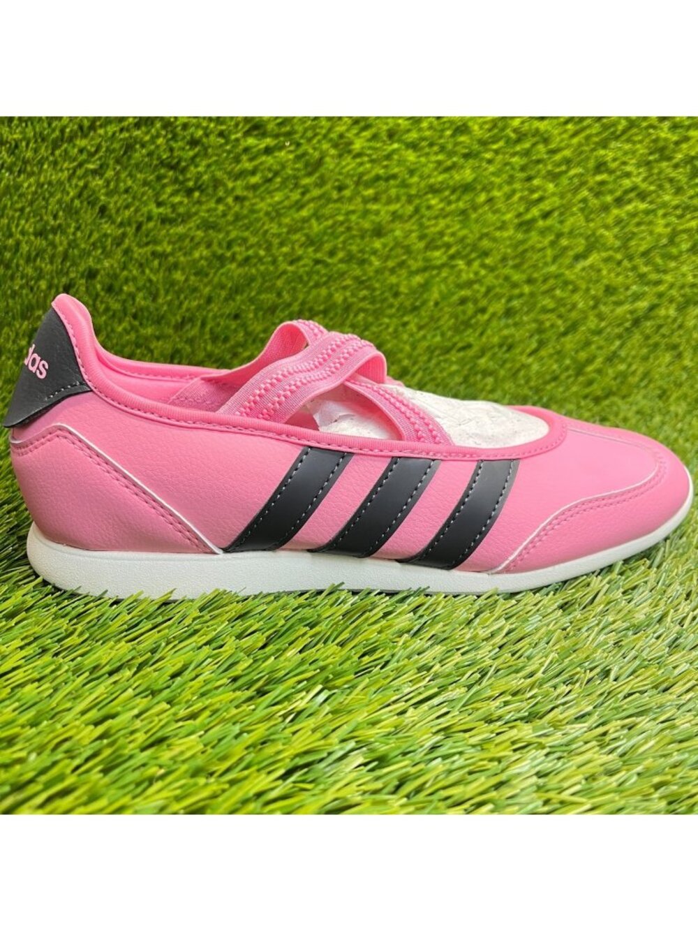 Adidas Barreda Mary Jane Girls Size 5.5Y Pink Black Classic Ballet Flats Shoes